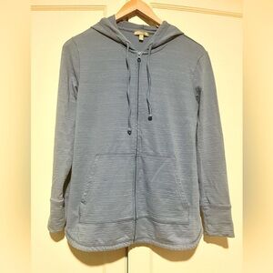 T by Talbots Blue Hooded Zip-up Sweatshirt with Sun Protection